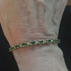 Emerald and Diamond 14kt gold bracelet  21 .20 emeralds with 20 .05 diamonds